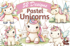 Pastel Unicorn Clipart PNG Fairy Tale Magic, Unicorn Png Product Image 1