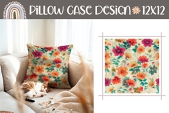 Wildflowers Pillow PNG, Vintage Pillow Case Sublimation Product Image 1