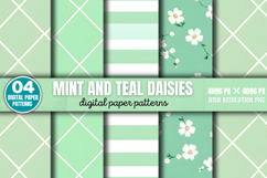 Mint and Teal Daisies Digital Bundle PNG Product Image 2