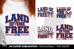 Land of the Free 1776 Patriotic Bow Sublimation PNG Product Image 1