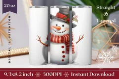 Christmas Tumbler Wrap Design, Snowman Tumbler Sublimation Product Image 1