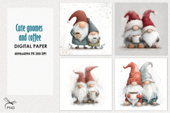 Cute christmas gnomes digital paper, background clipart Product Image 1