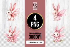 Pink Fairy Bunny Watercolor Clipart Sublimation PNG Product Image 1