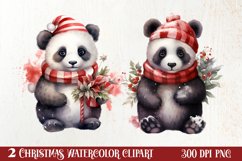Panda Christmas Sublimation Clipart, Panda Christmas Clipart Product Image 2