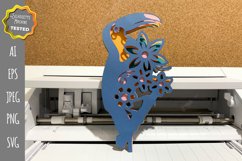 Floral Exotic Toucan 3D Layered Papercut SVG for Crafters Product Image 1
