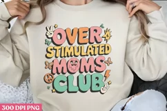 Over stimulated moms club PNG, Retro Mama Sublimation PNG Product Image 1