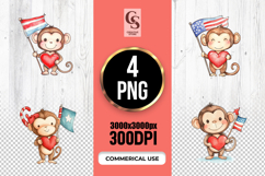 Cute Patriotic Monkey Clipart PNG Product Image 1