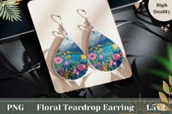 Flowers Teardrop Earrings, Flowers Sublimation Design Product Image 1