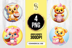 Cute Cartoon Bear Cupcake Dessert Clipart Sublimation Png Product Image 1
