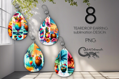 Tropical BeachLife | 8 Teardrop earring Sublimation designs Product Image 1