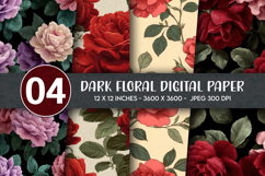 Dark Floral Digital Paper Product Image 1