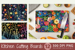 Rainbow Wildflowers Cutting Boards sublimation Design Product Image 1