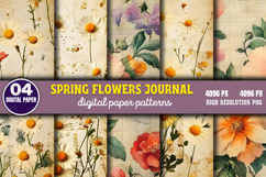 Spring Flowers Journal Digital Paper PNG Product Image 1