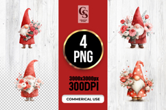 Watercolor Rose Gnome Illustration Clipart Sublimation PNG Product Image 1