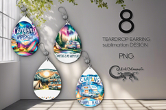 Camping | 8 Teardrop earring sublimation designs Product Image 1