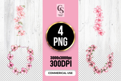 Pink Blossom Frame Clipart Sublimation PNG Product Image 1