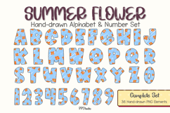 Summer Flower Hand Drawn Alphabet &amp; Number PNG Set Product Image 1