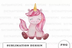 Watercolor cute unicorn sublimation png Product Image 1