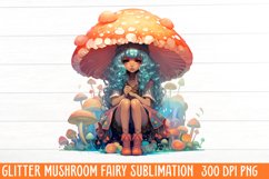 Glitter Mushroom Fairy Sublimation Clipart Product Image 1