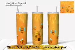 Bees tumbler design,20 oz skinny tumbler design,Summer png Product Image 1
