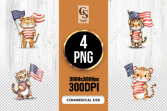 Patriotic Tiger Clipart PNG Product Image 1