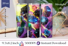 Gemstones Tumbler Design, Neon Minerals Tumbler Wrap Product Image 1