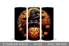 Cute Black Cat Tumbler Wrap. Cute Halloween Tumbler Design Product Image 1