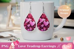 3D Hearts Teardrop Earrings, Love Earring Sublimation Design Product Image 1