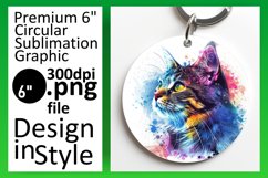 Cat Lover Sublimation Circle Design Keychain Product Image 1