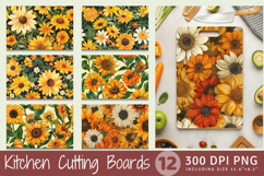 Sunflowers &amp; Marigold Cutting Boards sublimation Designs Product Image 1