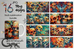 Halloween paint Skull | Sublimation Mug design bundle, JPG Product Image 1