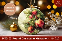 Watercolor Christmas Balls Ornament, Christmas Ornament PNG Product Image 1