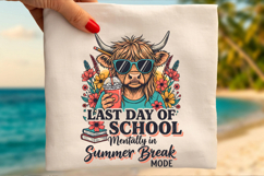 Last Day of School PNG, Summer Break Cow Sublimation Design Product Image 1