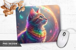 Whimsical Rainbow Cat Adventure Mouse Pad PNG Design Product Image 1