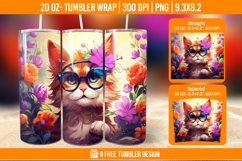Cute Cat Tumbler Wrap Designs, Sublimation Wrap Product Image 1