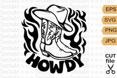 Cowboy boots and hat svg cut file, Howdy cowboy rodeo Product Image 1