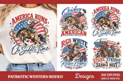 : America Runs On Saddle Time Cowboy PNG, Patriotic Western Product Image 1