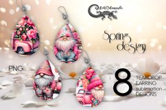 Spring gnome | Sublimation Teardrop earring design bundle Product Image 1
