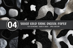Silver Gold Stone Digital Paper Product Image 1