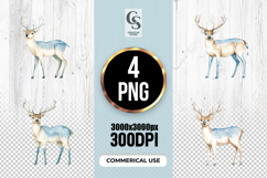 Watercolor Blue Fawn Deer Clipart Sublimation PNG Product Image 1