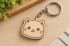 Cute Cat Keychain Lasercut - Laser Cut File Product Image 1