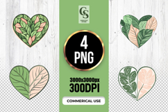 Green Peach Leaf Heart Clipart Sublimation PNG Product Image 1