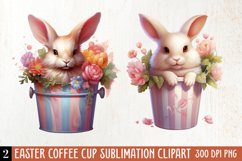 Easter Coffee Cup Sublimation Clipart, Watercolor Clipart Product Image 1