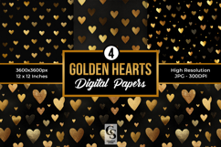 Golden Hearts Pattern Digital Paper Product Image 1