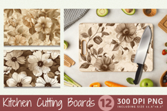 Sepia Flowers Cutting Boards sublimation Designs Product Image 1