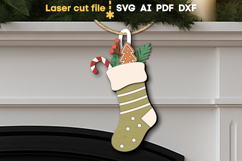 Christmas Stocking SVG laser cut file for Glowforge Product Image 1