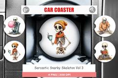 Car Coaster Snarky Skeleton Product Image 1