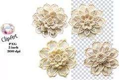 Crochet, Lace, Cluster, Ephemera, PNG, Flower, Clipart Product Image 1