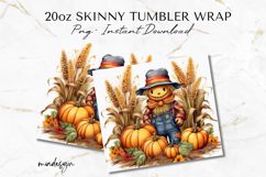 Cute Fall Scarecrow 20 oz Tumbler Wrap PNG Sublimation Product Image 2