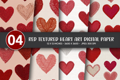 Red Textured Heart Art Digital Paper Product Image 1
